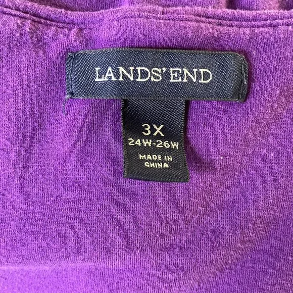 Lands End Purple Sleeveless VNeck Pleated Dress 3X 24W 26W Viscose Blend u - Picture 3 of 10
